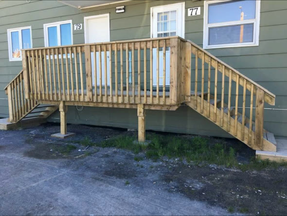 Newly built wood deck and stairs
